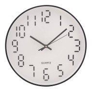 Relógio 29,87x4,5cm De Parede Em Plástico Quartz Branco Com Preto